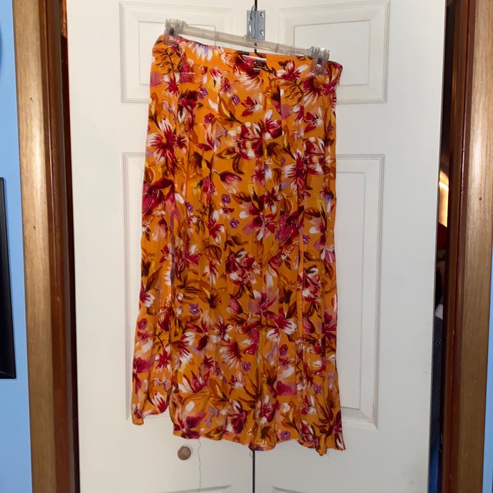 H&M Orange and Pink midi skirt